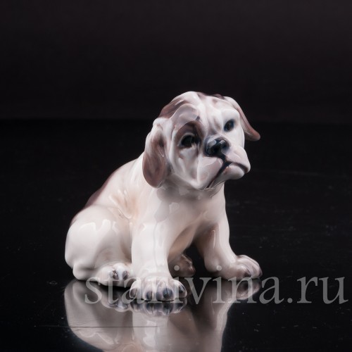 Статуэтка собаки из фарфора Щенок бульдога, миниатюра, Dahl Jensen, Дания.
