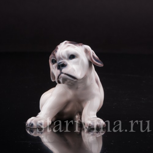Статуэтка собаки из фарфора Щенок бульдога, миниатюра, Dahl Jensen, Дания.