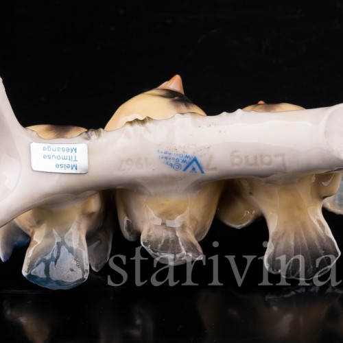 Фарфоровая статуэтка птиц Веселая компания, синицы лазоревки, Goebel, Германия, 1967 год.