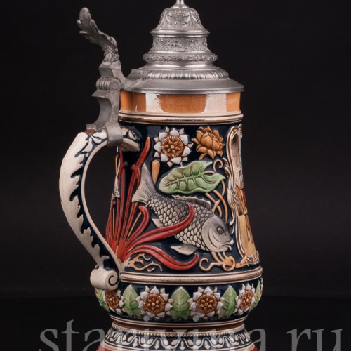 Старинная пивная кружка Задремал, 1 л, Marzi & Remy, Германия, кон 19 в.