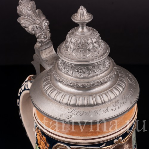 Старинная пивная кружка Задремал, 1 л, Marzi & Remy, Германия, кон 19 в.