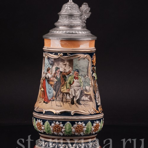 Старинная пивная кружка Задремал, 1 л, Marzi & Remy, Германия, кон 19 в.