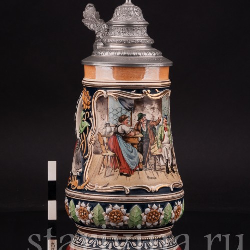 Старинная пивная кружка Задремал, 1 л, Marzi & Remy, Германия, кон 19 в.