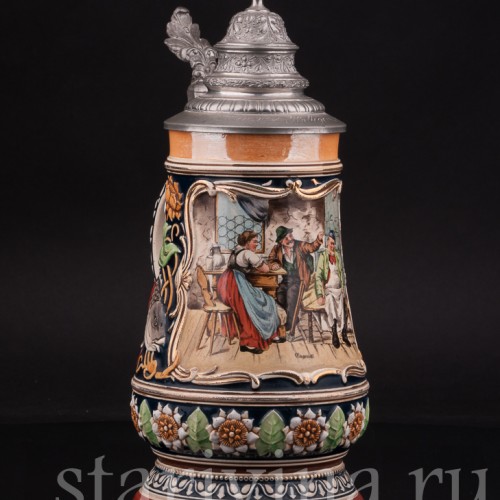 Старинная пивная кружка Задремал, 1 л, Marzi & Remy, Германия, кон 19 в.