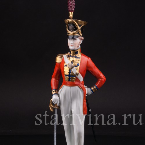 Фарфоровая статуэтка Офицер Шотландской гвардии, 1830, Carl Thieme, Германия, вт пол. 20 века.