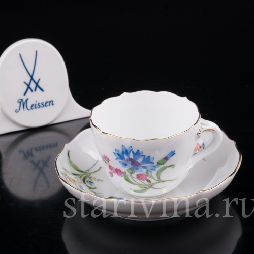 Фарфоровая Кофейная пара, Василёк, Meissen, Германия, сер. 20 в.