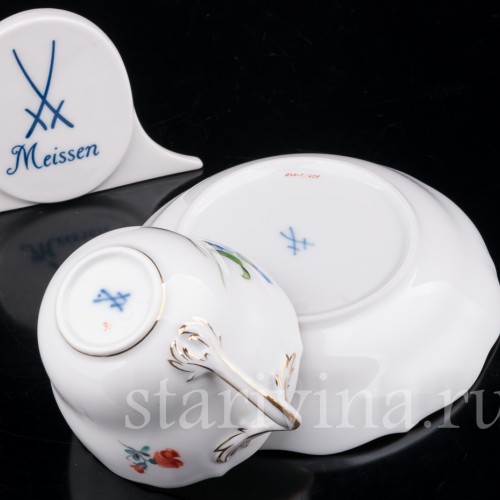 Фарфоровая Кофейная пара, Василёк, Meissen, Германия, сер. 20 в.