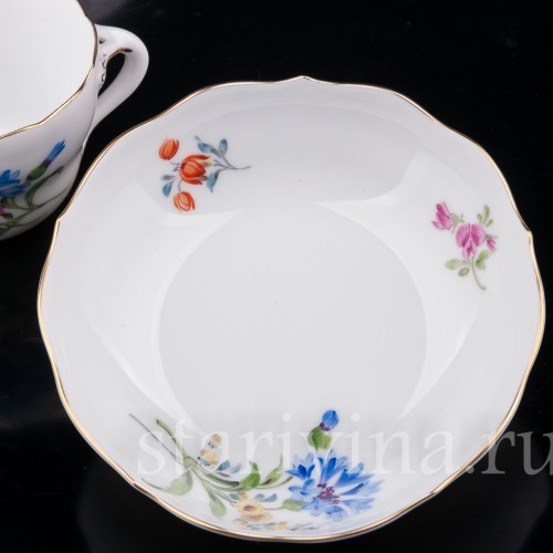 Фарфоровая Кофейная пара, Василёк, Meissen, Германия, сер. 20 в.