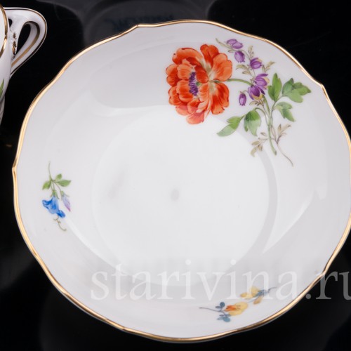 Фарфоровая Кофейная пара, Садовый лютик, Meissen, Германия.