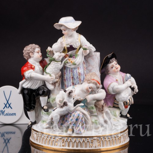 Фарфоровая композиция Пять пастушков, Meissen, Германия, сер. 19 - нач. 20 вв.