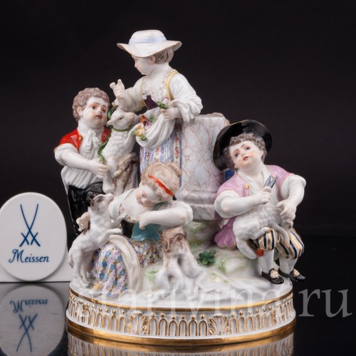 Фарфоровая композиция Пять пастушков, Meissen, Германия, сер. 19 - нач. 20 вв.