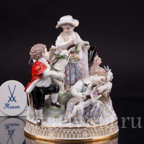 Фарфоровая композиция Пять пастушков, Meissen, Германия, сер. 19 - нач. 20 вв.
