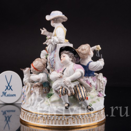 Фарфоровая композиция Пять пастушков, Meissen, Германия, сер. 19 - нач. 20 вв.