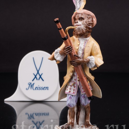 Фигурка из фарфора Обезьяна с фаготом, Meissen, Германия, сер. 19 - нач. 20 вв.