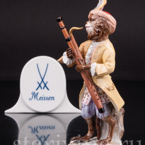 Фигурка из фарфора Обезьяна с фаготом, Meissen, Германия, сер. 19 - нач. 20 вв.