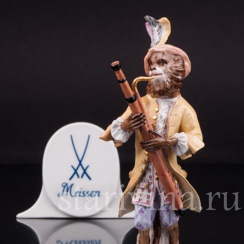 Фигурка из фарфора Обезьяна с фаготом, Meissen, Германия, сер. 19 - нач. 20 вв.