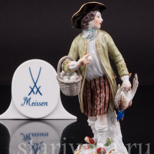 Фарфоровая фигурка Продавец птицы, Cries de Paris, Meissen, Германия.