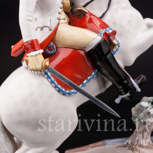 Фарфоровая статуэтка Баварский кирасир, 1770 г, Nymphenburg, Германия, 1930-40 гг.