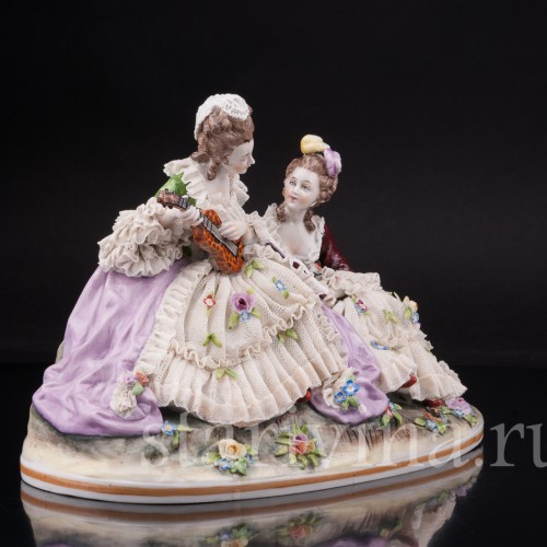 Фарфоровая композиция Дуэт, кружевная, Ernst Bohne Sohne, Германия, нач. 20 в.