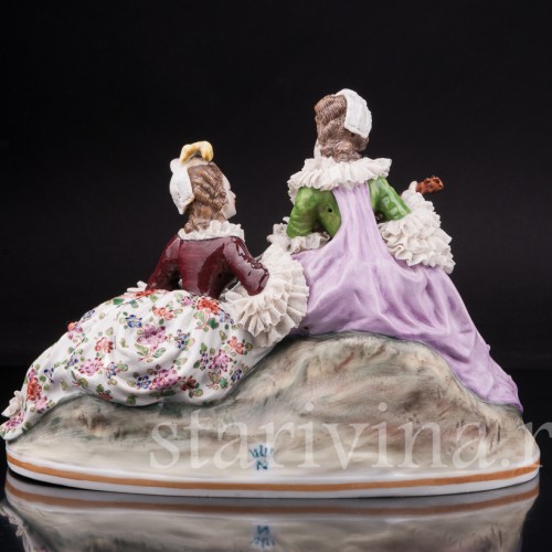 Фарфоровая композиция Дуэт, кружевная, Ernst Bohne Sohne, Германия, нач. 20 в.