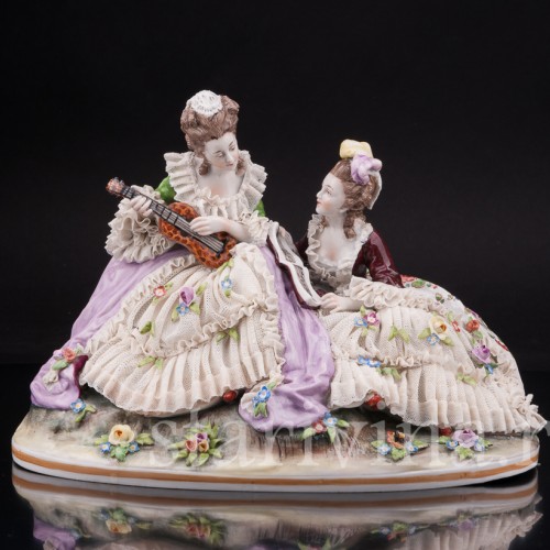 Фарфоровая композиция Дуэт, кружевная, Ernst Bohne Sohne, Германия, нач. 20 в.