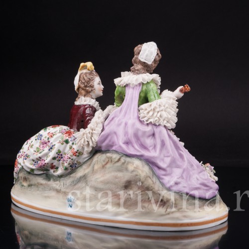 Фарфоровая композиция Дуэт, кружевная, Ernst Bohne Sohne, Германия, нач. 20 в.