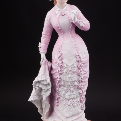 Фарфоровая статуэтка девушки Дама в шляпке с перьями, Richard Eckert & Co, Германия, 1894-1908 гг.