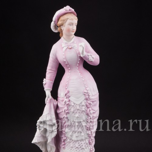 Фарфоровая статуэтка девушки Дама в шляпке с перьями, Richard Eckert & Co, Германия, 1894-1908 гг.