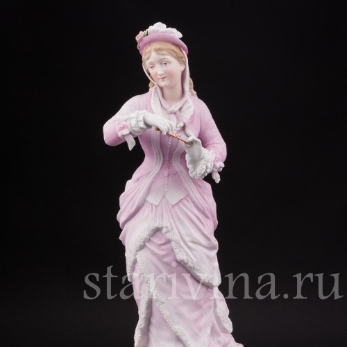 Фарфоровая статуэтка девушки Дама с веером, Richard Eckert & Co, Германия, 1894-1908 гг.