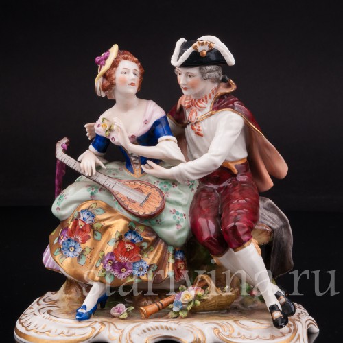 Статуэтка из фарфора Пара с лютней, Rudolf Kammer, Германия, 1945-1972 гг.
