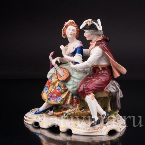 Статуэтка из фарфора Пара с лютней, Rudolf Kammer, Германия, 1945-1972 гг.