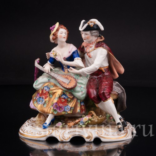 Статуэтка из фарфора Пара с лютней, Rudolf Kammer, Германия, 1945-1972 гг.