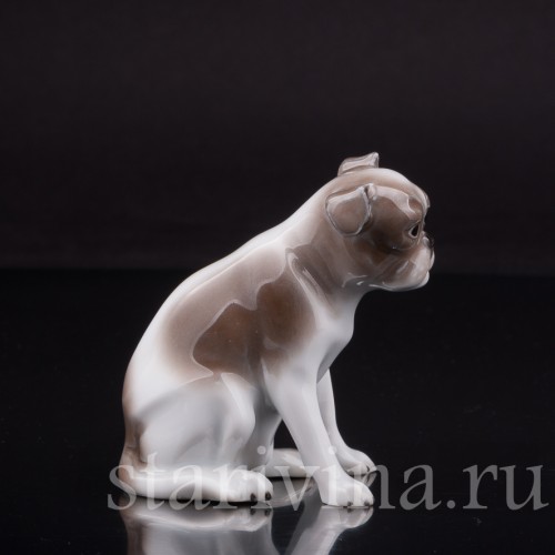 Статуэтка собаки из фарфора Мопс, миниатюра, Hutschenreuther, Германия, 1920-38 гг.