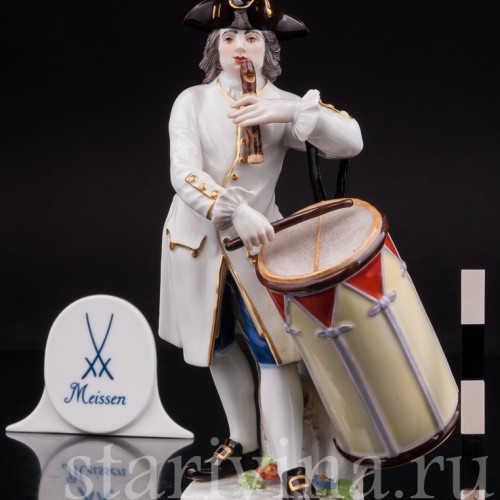 Фарфоровая статуэтка музыканта Барабанщик Meissen, Германия, 1988 г.