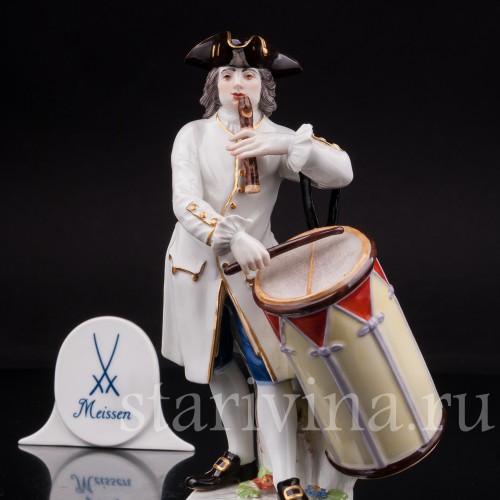 Фарфоровая статуэтка музыканта Барабанщик Meissen, Германия, 1988 г.