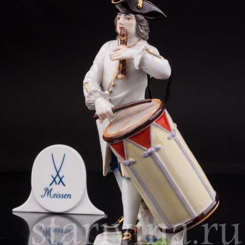 Фарфоровая статуэтка музыканта Барабанщик Meissen, Германия, 1988 г.