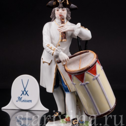 Фарфоровая статуэтка музыканта Барабанщик Meissen, Германия, 1988 г.