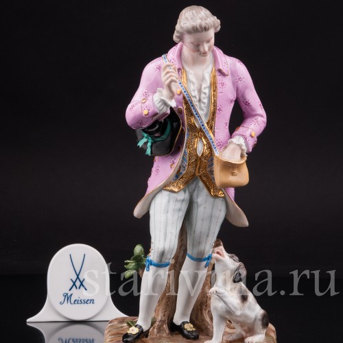 Фарфоровая статуэтка Кавалер с собачкой, Meissen, Германия, 19 век.