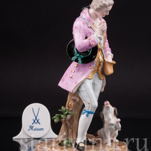 Фарфоровая статуэтка Кавалер с собачкой, Meissen, Германия, 19 век.