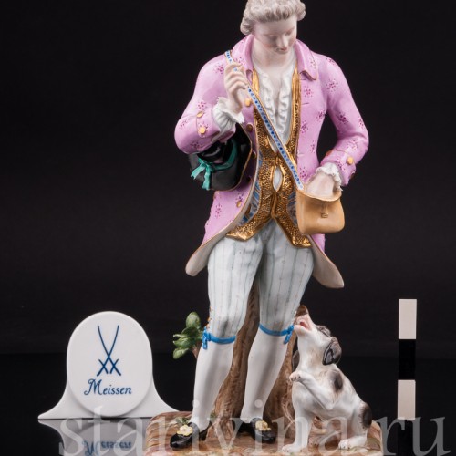 Фарфоровая статуэтка Кавалер с собачкой, Meissen, Германия, 19 век.