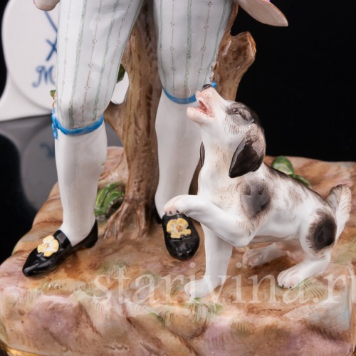 Фарфоровая статуэтка Кавалер с собачкой, Meissen, Германия, 19 век.