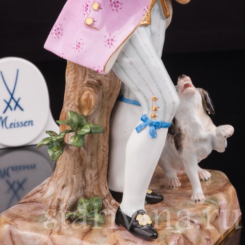 Фарфоровая статуэтка Кавалер с собачкой, Meissen, Германия, 19 век.