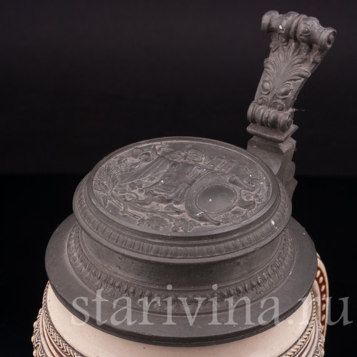 Старинная пивная кружка В таверне, 1 л, Marzi & Remy, Германия, кон. 19 - нач. 20 вв.