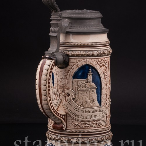 Старинная пивная кружка В таверне, 1 л, Marzi & Remy, Германия, кон. 19 - нач. 20 вв.