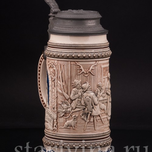 Старинная пивная кружка В таверне, 1 л, Marzi & Remy, Германия, кон. 19 - нач. 20 вв.