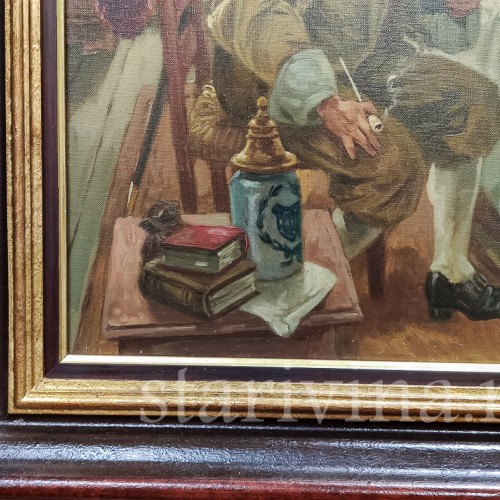 Картина маслом За карточным столом, Германия, перв.пол. 20 в.