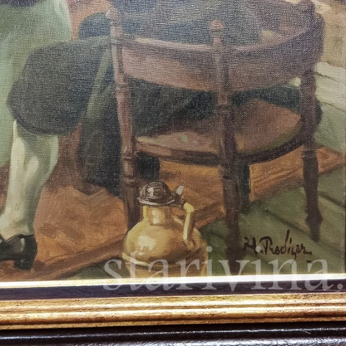 Картина маслом За карточным столом, Германия, перв.пол. 20 в.