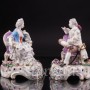 Парные фарфоровые статуэтки Оживленный разговор, пара на креслах, Франция, кон. 19 в.