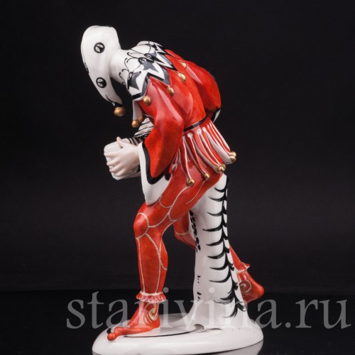 Фарфоровая статуэтка Арлекин с гармошкой, Schwarzburger, Германия.