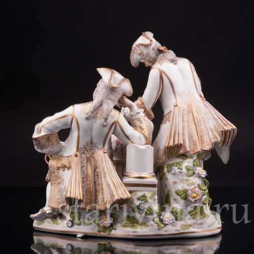 Фарфоровая композиция Вольные каменщики (массоны), Carl Thieme, Германия, нач. 20 в.